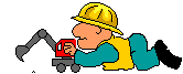 Construction worker with toy excavator
